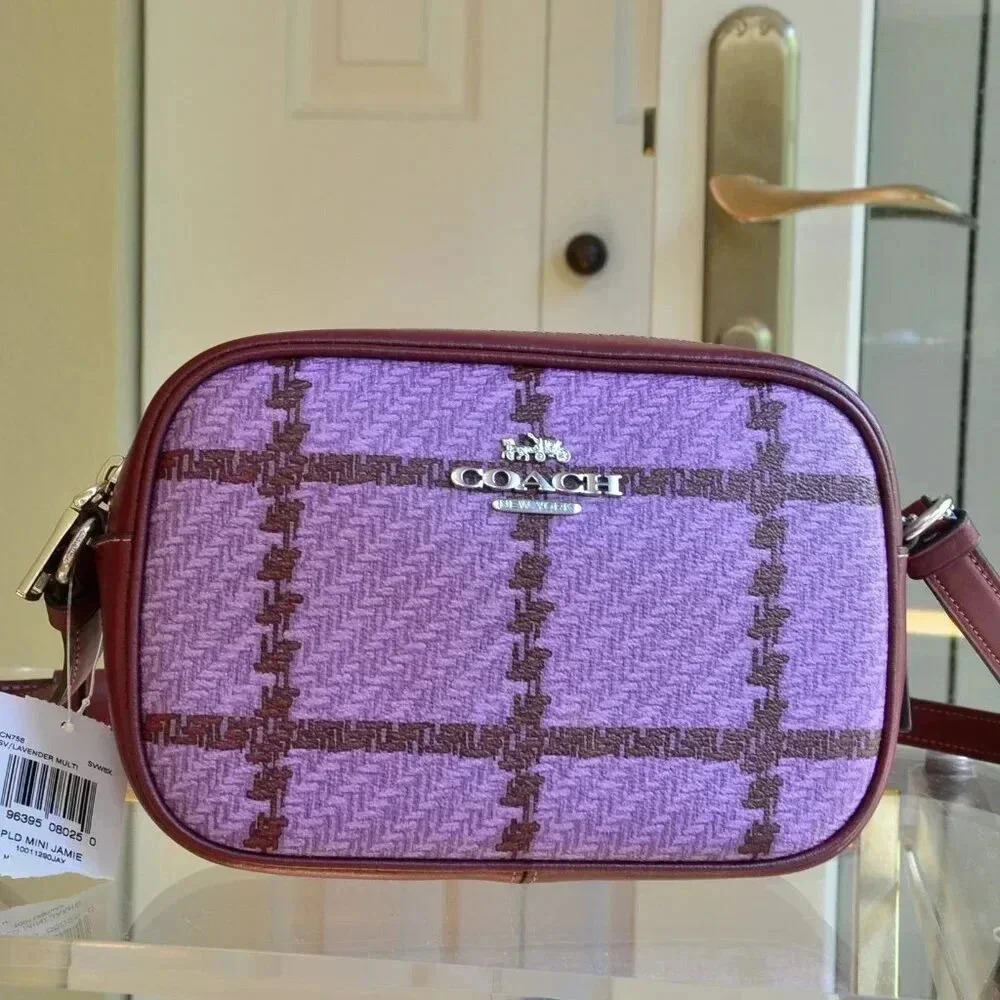 Coach CN758 Mini Jamie Camera Bag With Plaid Print